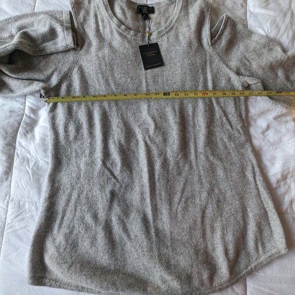 NWT Cashmere Cold Shoulder Sweater - XL Grey - Picture 6 of 11